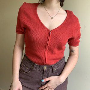 RED J. JILL ZIPPER CARDIGAN